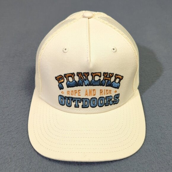Poncho Outdoors Hat Men's OS Cream Rope And Ride Snapback Mesh Trucker - Picture 1 of 10